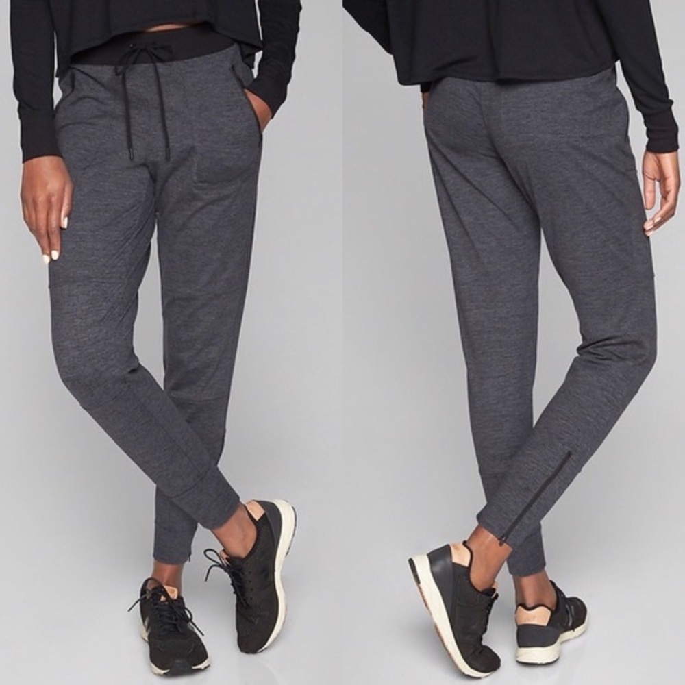 Athleta Flux Street Joggers Pockets Charcoal Gray & Black Women’s Size Small